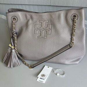 Tory Burch Taupe Leather Shoulder Bag
